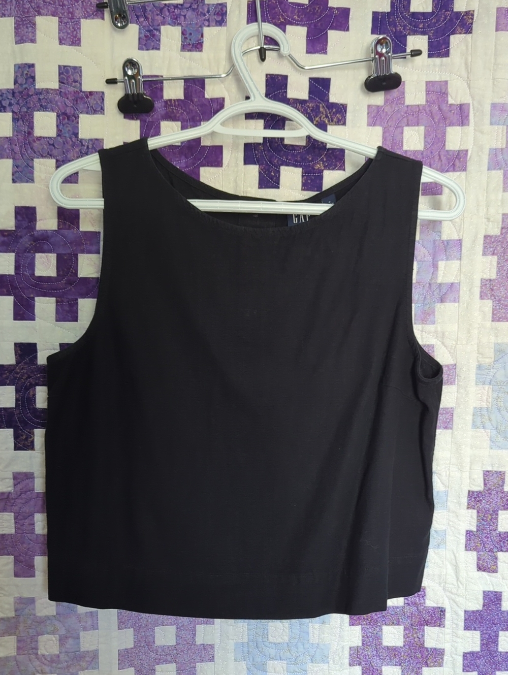 GAP Black Sleeveless Linen Blend Tank Shell Top